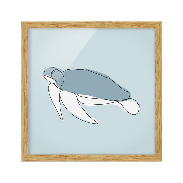 Poster con cornice - Turtle Line Art - Quadrato 1:1