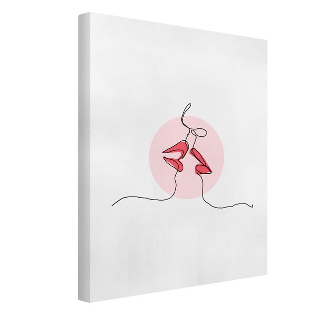 Riproduzioni su tela quadri famosi Line Art - Bacio di labbra