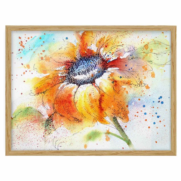 Poster con cornice - Painted Sunflower - Orizzontale 3:4