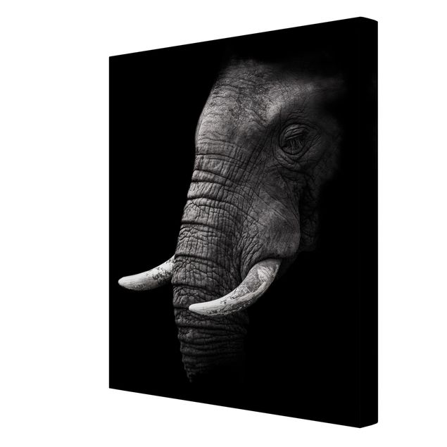 Quadri su tela animali Ritratto di elefante scuro