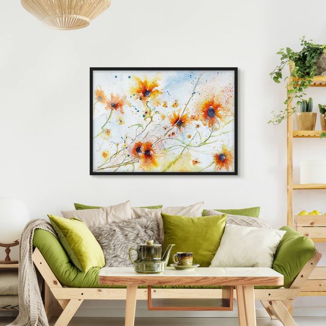 Poster con cornice - Painted Flowers - Orizzontale 3:4