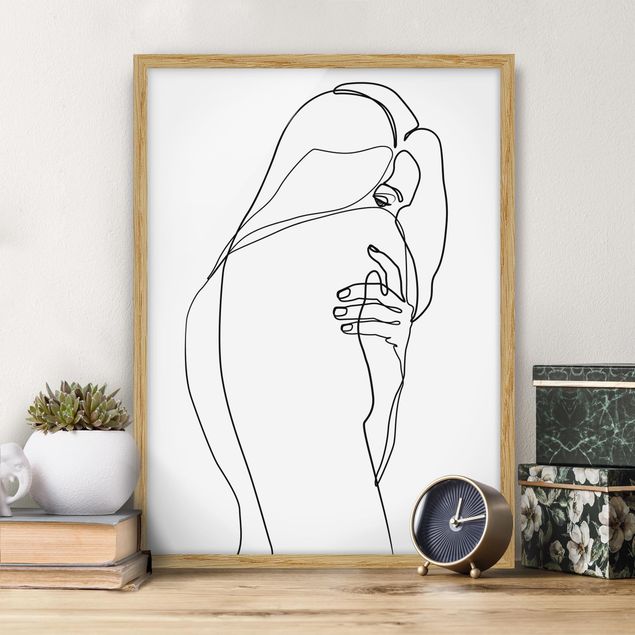 Poster con cornice - Line Art Nudo spalla Bianco e nero - Verticale 4:3