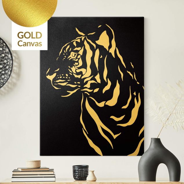 Tela tigre Animali del Safari - Ritratto di tigre nero