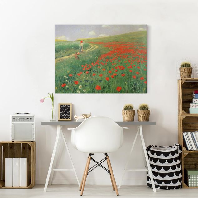 Riproduzione quadri su tela Pál Szinyei-Merse - Paesaggio estivo con papavero in fiore