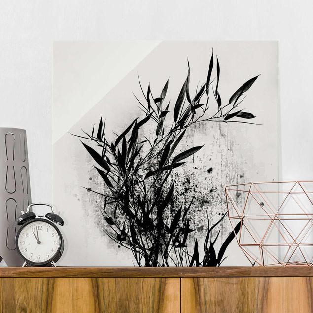 Lavagna magnetica vetro Mondo vegetale grafico - Bambù nero