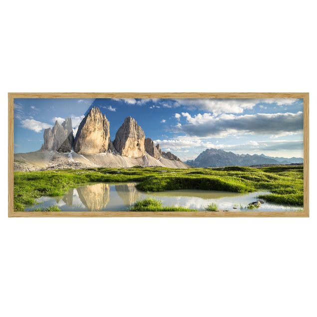 Poster con cornice - Merli Altoatesine E Wasserspiegelung - Panorama formato orizzontale