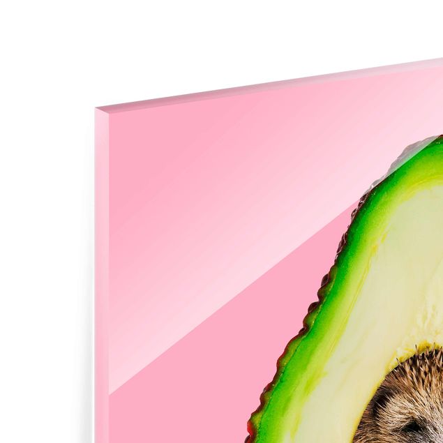 Quadro in vetro - Avocado Con Hedgehog - Quadrato 1:1