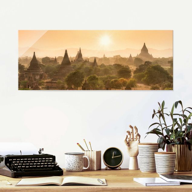 Lavagna magnetica vetro Il sole che tramonta su Bagan