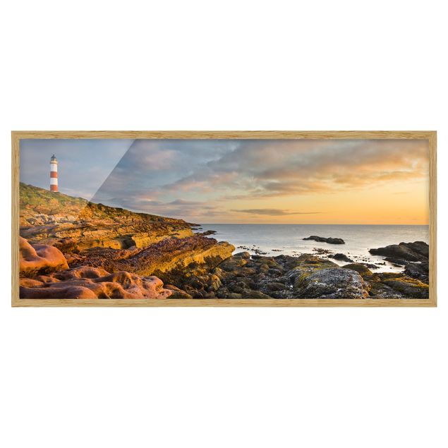 Poster con cornice - Faro Tarbat Ness E Il Tramonto Sul Mare - Panorama formato orizzontale