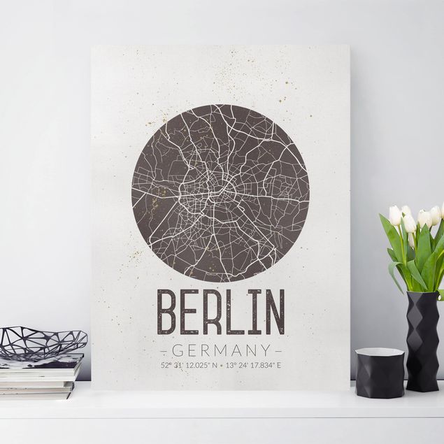 Tele bianco e nero Mappa della città di Berlino - Retrò