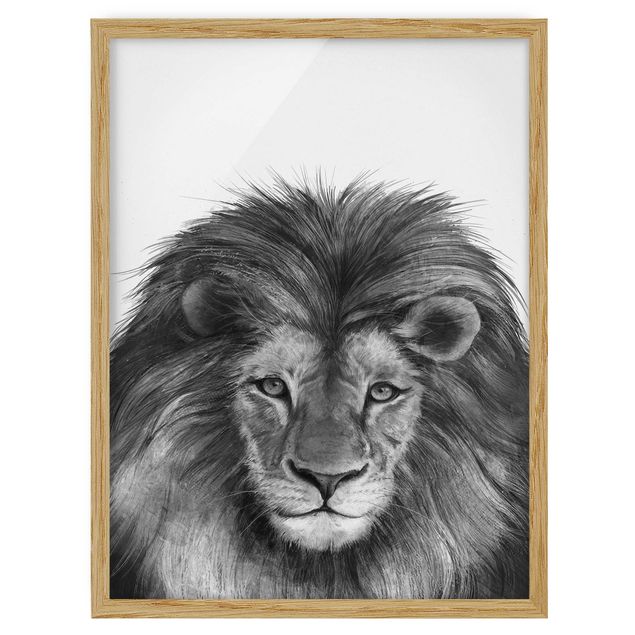 Poster con cornice - Illustrazione del leone Monochrome Pittura - Verticale 4:3