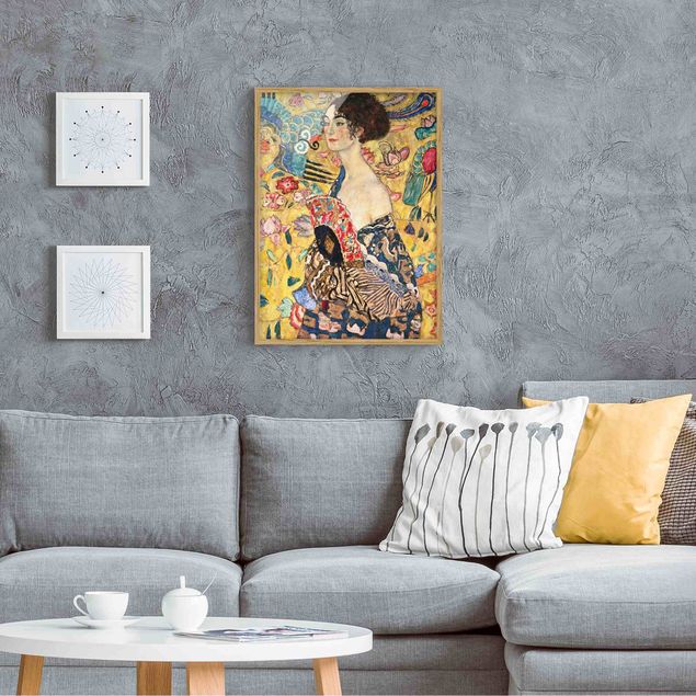 Poster con cornice - Gustav Klimt - Donna con ventaglio - Verticale 4:3