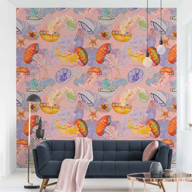 MiuRio quadri Meduse colorate su rosa