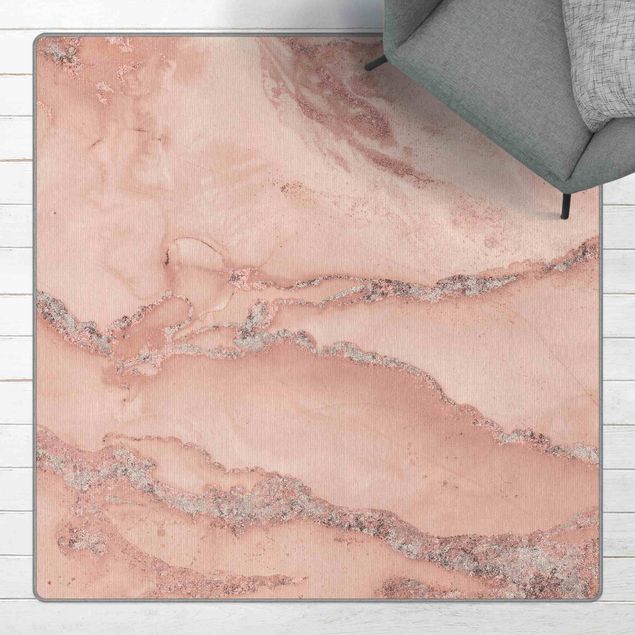 Teppich Marmoroptik Esperimenti di colore marmo rosa e brillantini