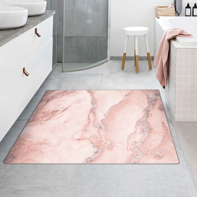 Tappeti bagno moderni Esperimenti di colore marmo rosa e brillantini
