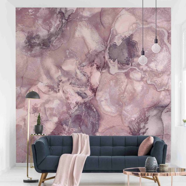 Tapete abstrakt Esperimenti di colore in marmo viola