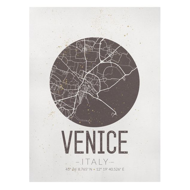 Stampe su tela Mappa di Venezia - Retrò