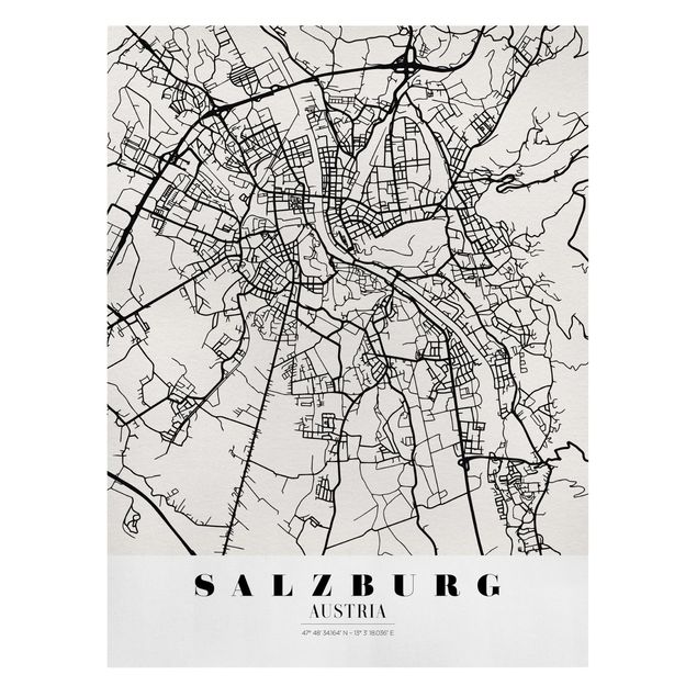 Stampe su tela Mappa di Salisburgo - Classica