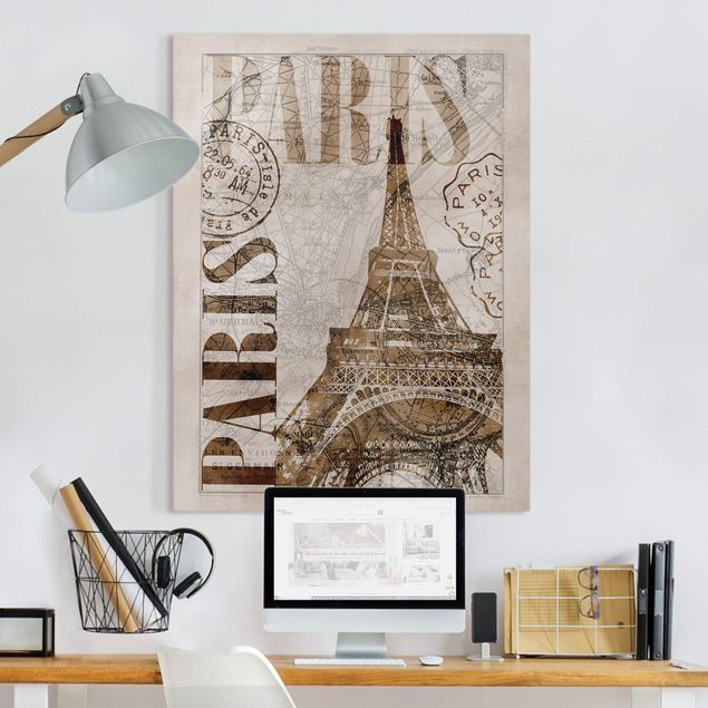Stampe su tela parigi Collage Shabby Chic - Parigi