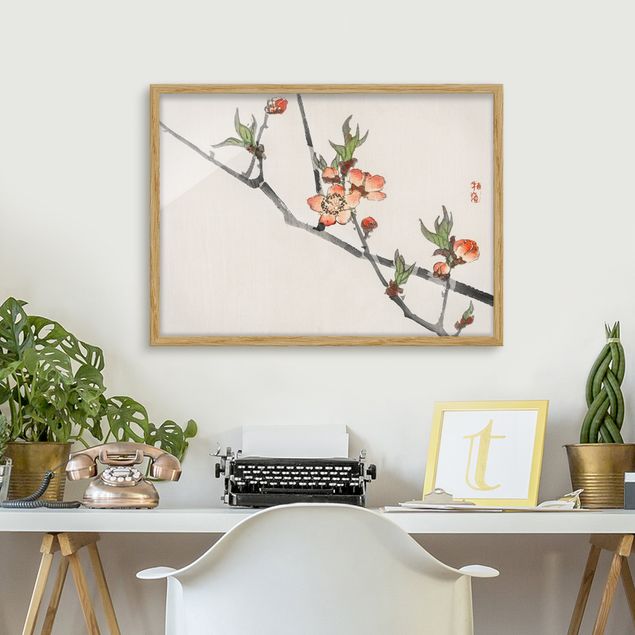 Poster con cornice - Asian Vintage Disegno Cherry Blossom Branch - Orizzontale 3:4