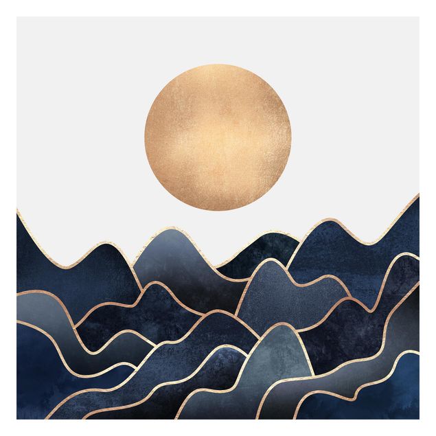 Carta da parati - Golden Sun Blue Waves- Formato quadrato