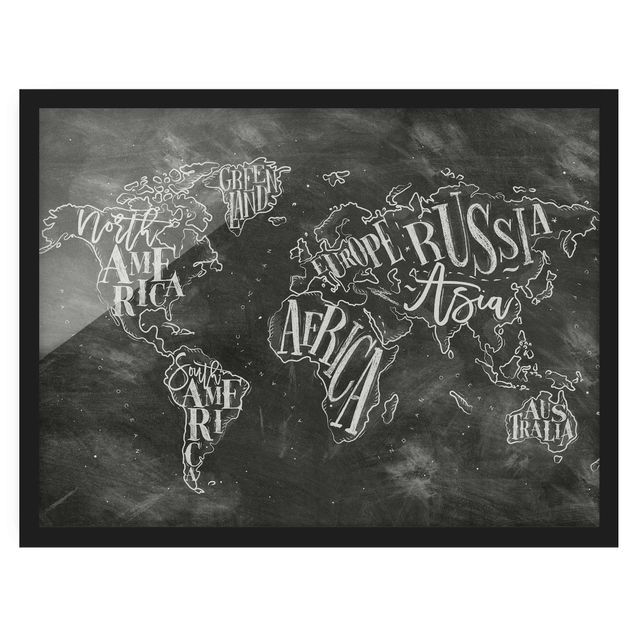 Poster con cornice - Chalk World Map - Orizzontale 3:4