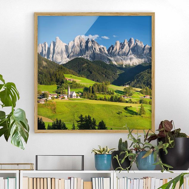 Poster con cornice - Geislerspitzen In South Tyrol - Quadrato 1:1