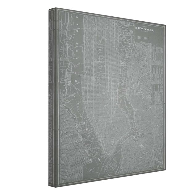 Stampe su tela città Mappa vintage New York Manhattan