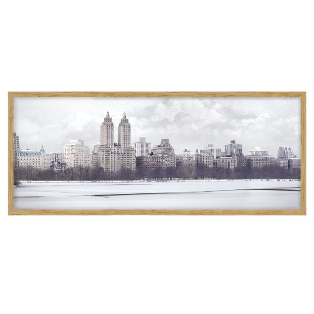 Poster con cornice - No.YK2 New York Nella Neve - Panorama formato orizzontale
