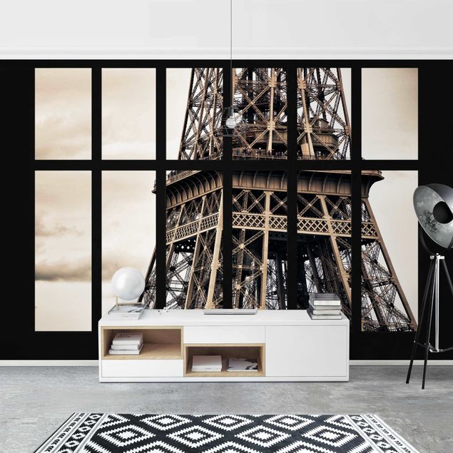 Carta da parati - Window Eiffel tower Paris