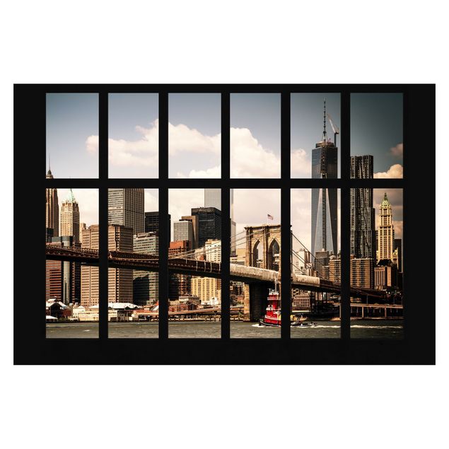 Carta da parati - Window New York Brooklyn Bridge