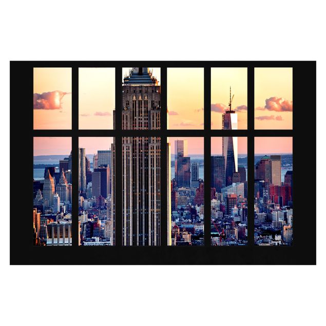 Carta da parati - Window View Empire State Building sunset