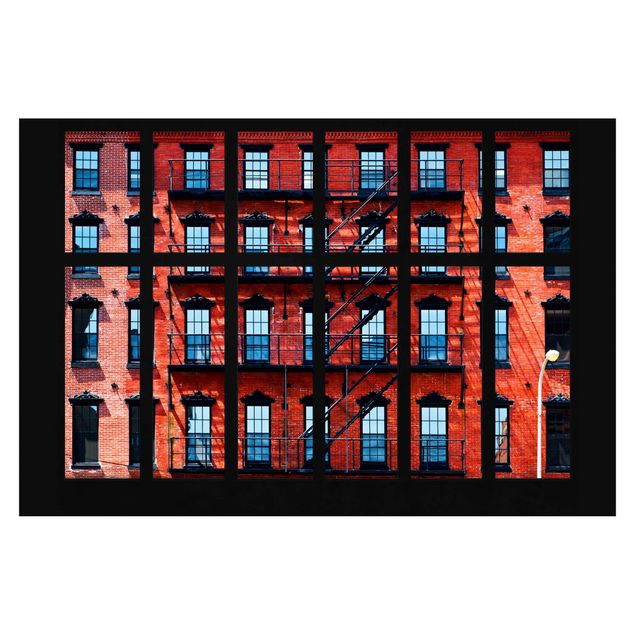 Carta da parati - Window View red American Buildings Facades