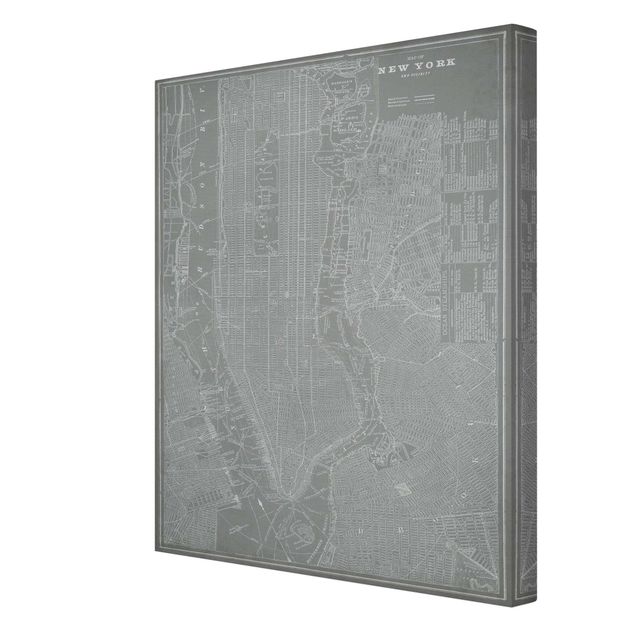 Stampa su tela - Vintage mappa di New York Manhattan - Verticale 4:3
