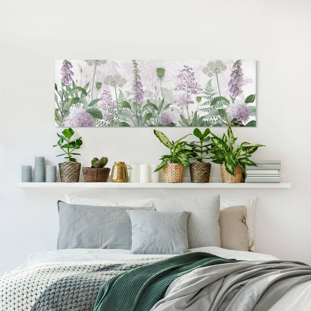 Quadri moderni per soggiorno Digitalis in un delicato prato fiorito