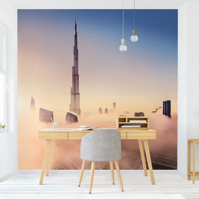 Carta da parati - Skyline con nuvole su Dubai