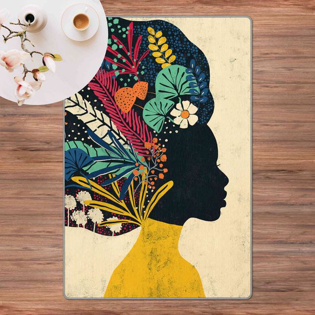 Tappeti multicolor Donna con fiori afro