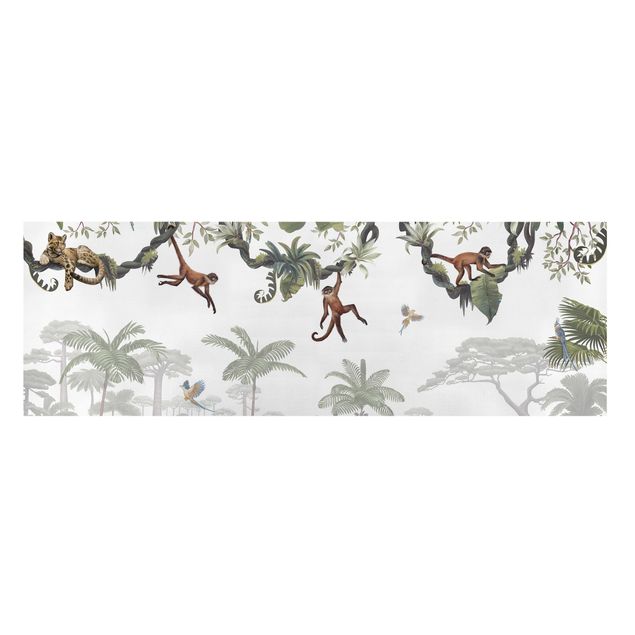 Quadri foresta Scimmie dispettose nelle chiome tropicali