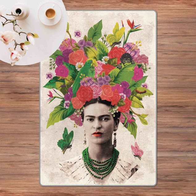 Tappeti bagno rossi Frida Kahlo - Ritratto di fiori