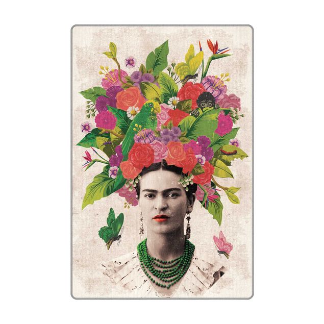 Tappeti lavabili in lavatrice Frida Kahlo - Ritratto di fiori