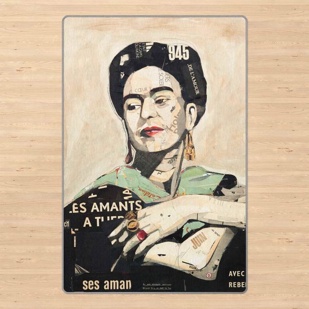 Beige tappeti moderni soggiorno Frida Kahlo - Collage No.4