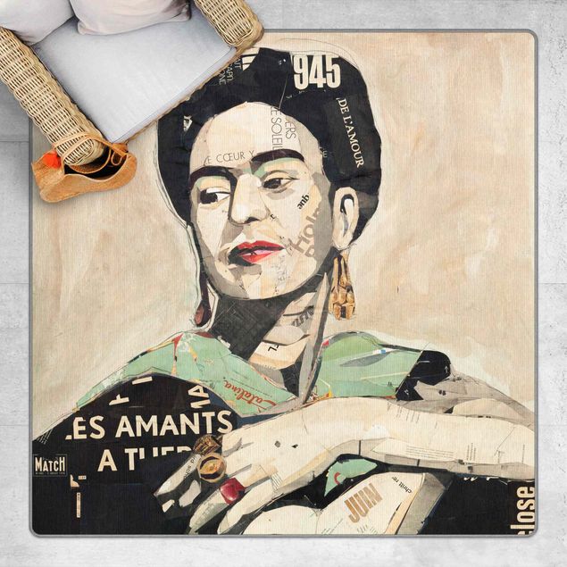 Beige tappeti moderni soggiorno Frida Kahlo - Collage No.4