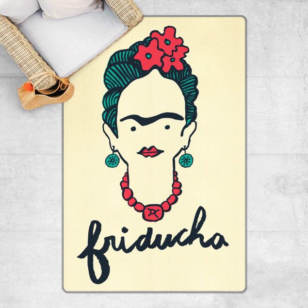 Tappeto beige salotto Frida Kahlo - Friducha