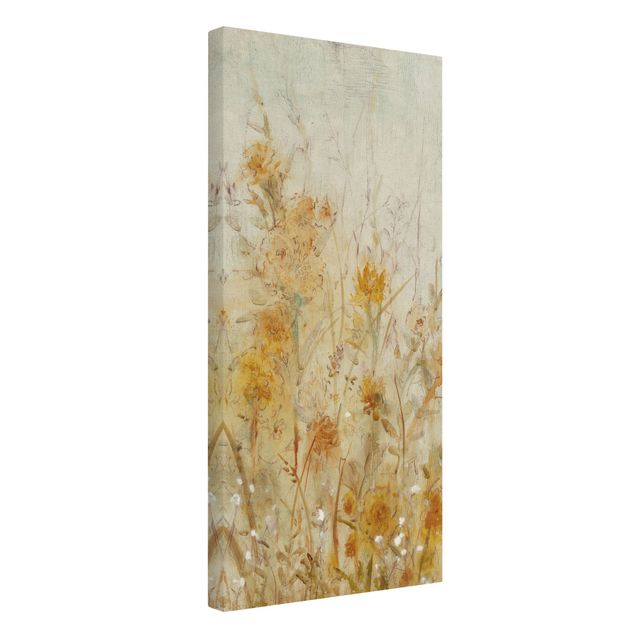 Quadro su tela naturale - Campo fiorito selvaggio giallo - Formato verticale 1:2
