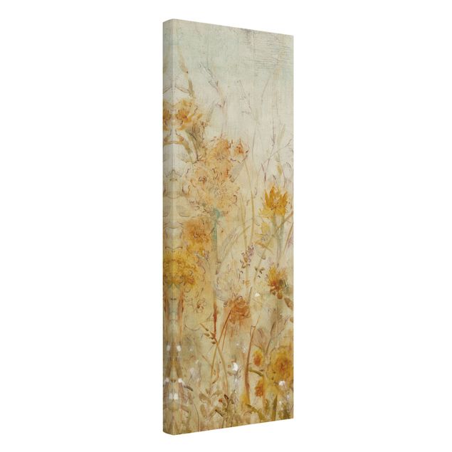 Quadro su tela naturale - Campo fiorito selvaggio giallo - Formato verticale 1:3