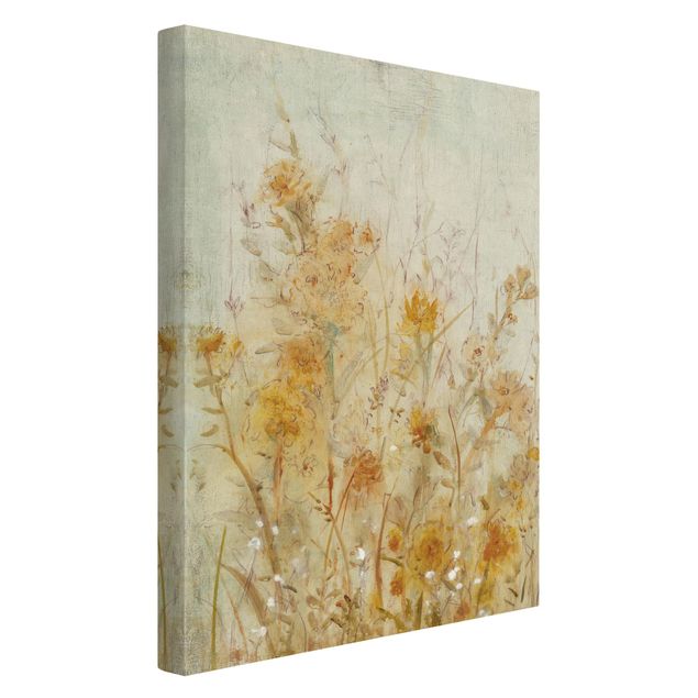 Quadro su tela naturale - Campo fiorito selvaggio giallo - Formato verticale 2:3
