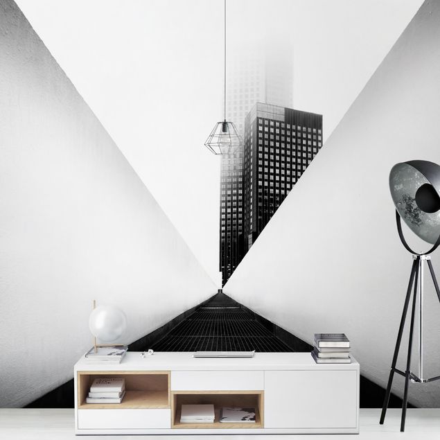 Carta da parati - Studio geometrico di architettura in bianco e nero