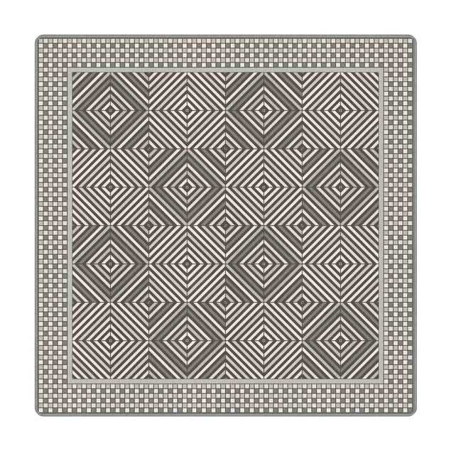 Tappeti  - Piastrelle geometriche vortice grigio con cornice mosaico