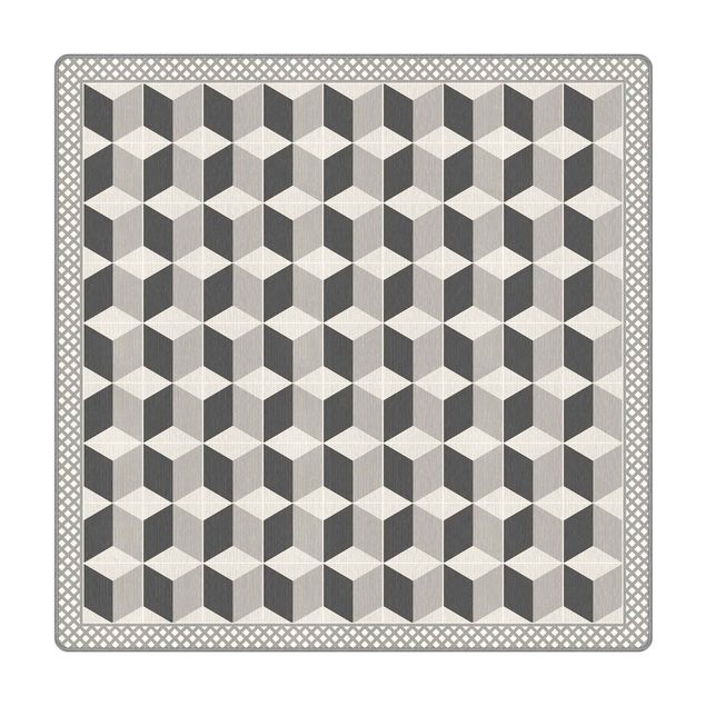 Tappeti  - Piastrelle geometriche illusione di scale in grigio con bordi