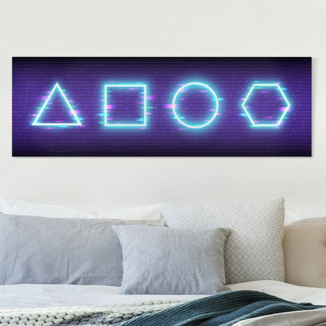Quadri moderni per soggiorno Forme geometriche in colori al neon